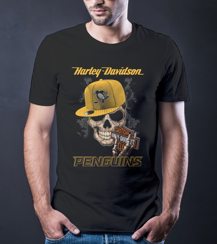 Harley Davidson Pittsburgh Penguins Skull Nhl1 T-Shirt