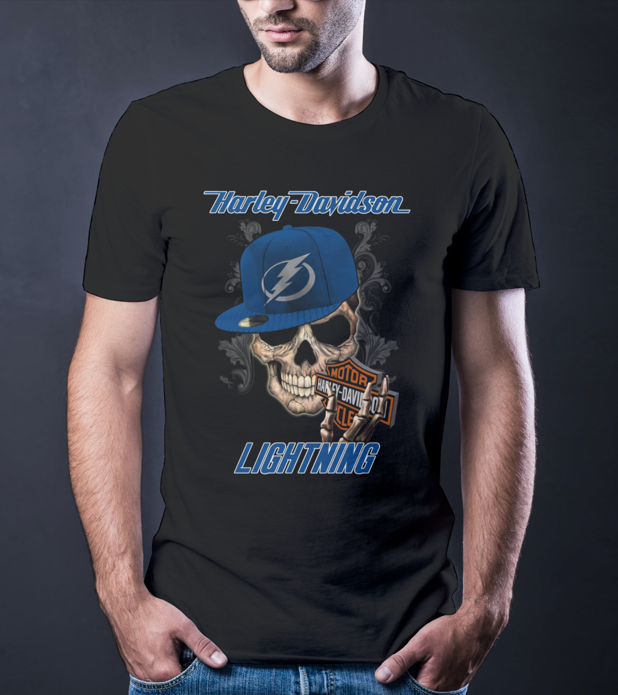 Harley Davidson Lightning Skull Tampa Bay Nhl T-Shirt