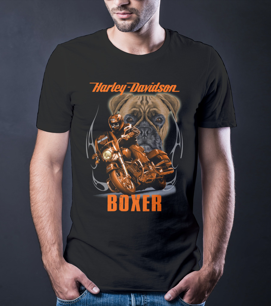 Harley Davidson Boxer Motorcycle Dog Rider T-Shirt