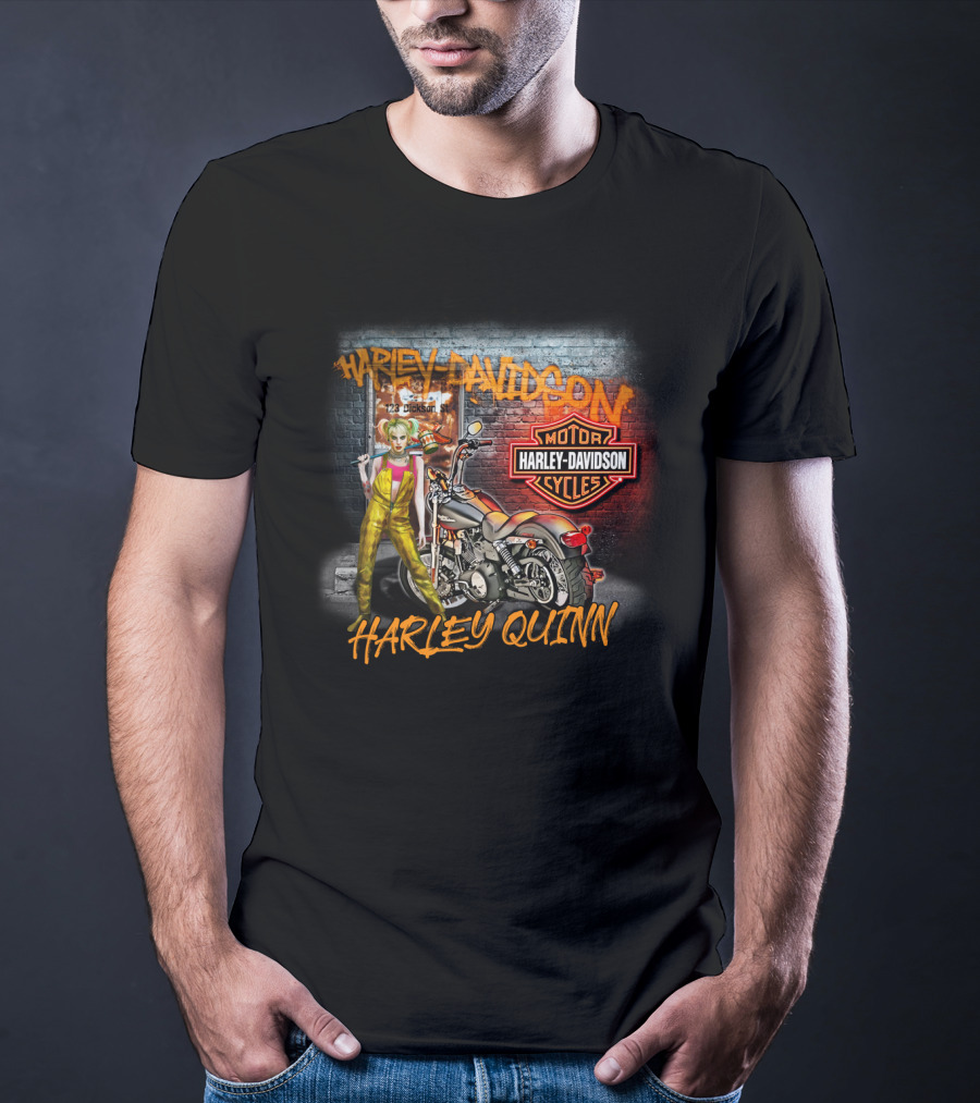 Harley Quinn Harley Davidson Motor Cycles Street Scene T-Shirt