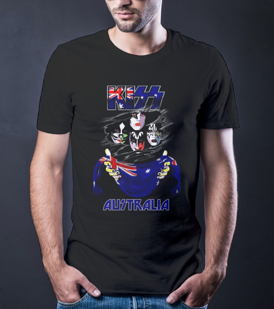 Kiss Australia Faces With Flag T-Shirt