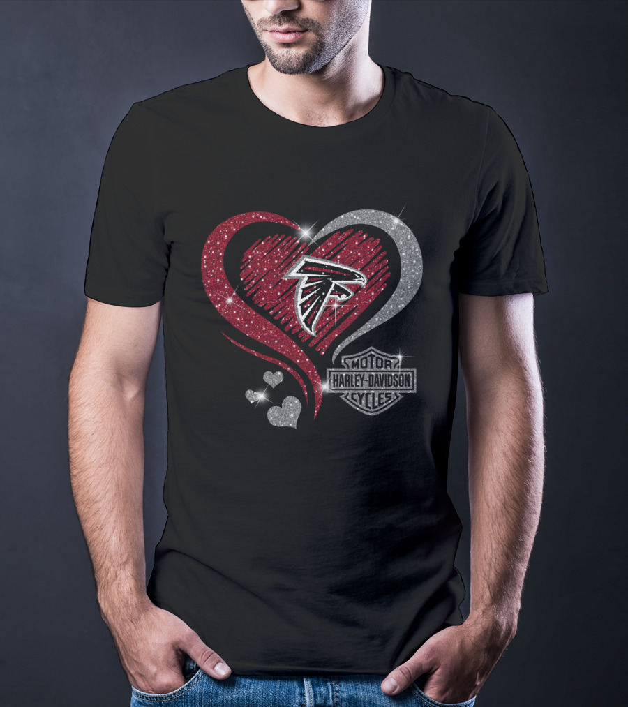 Atlanta Falcons Heart Harley Davidson Cycles T-Shirt