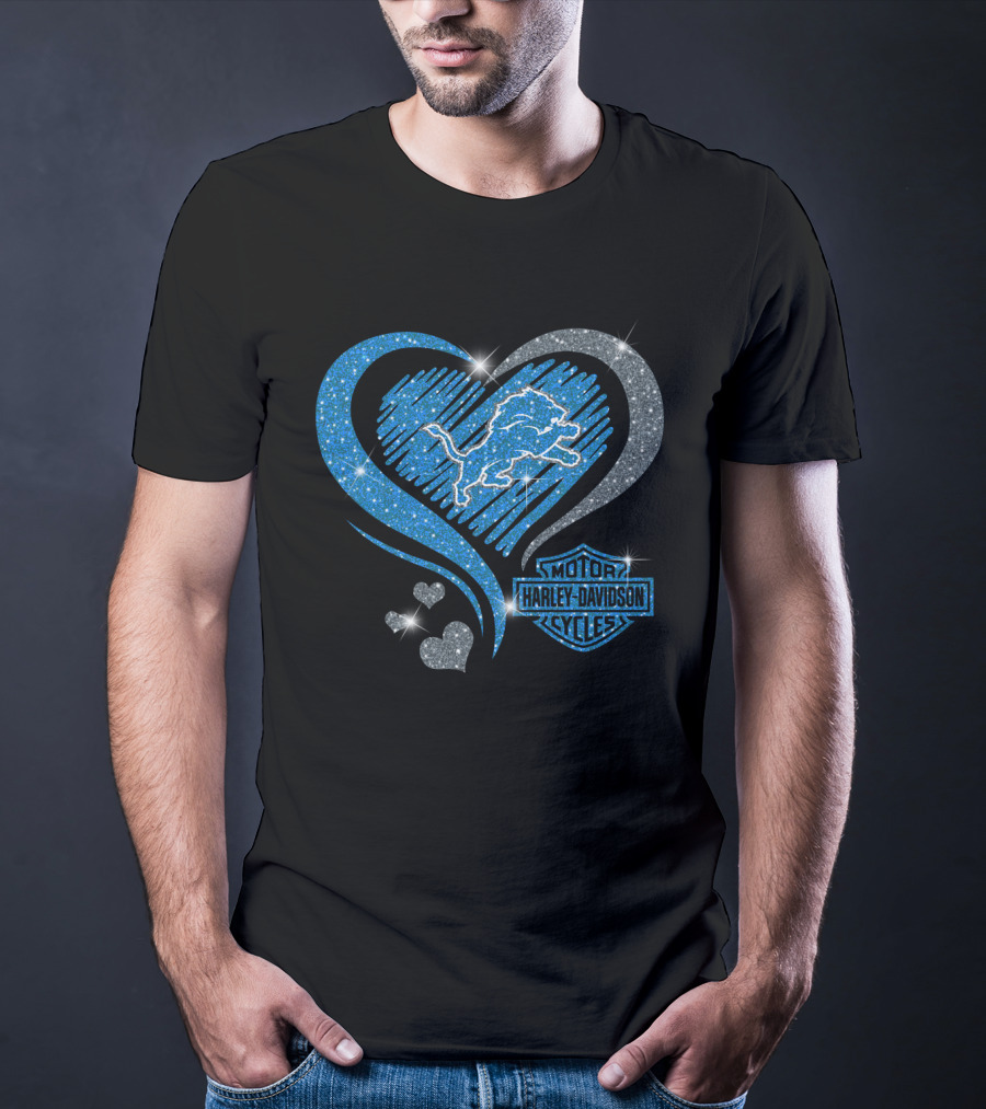 Detroit Lions Heart Harley Davidson T-Shirt