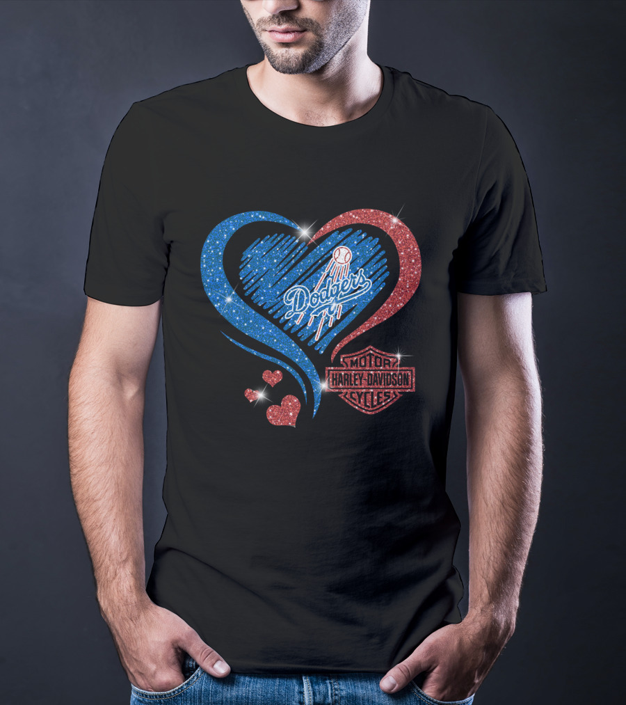Los Angeles Dodgers Harley Davidson Heart T-Shirt