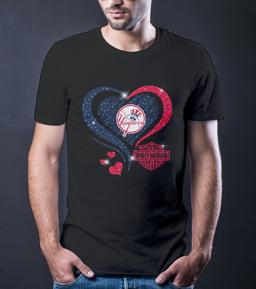 Yankees Heart Harley Davidson Mlb New York Yankees T-Shirt