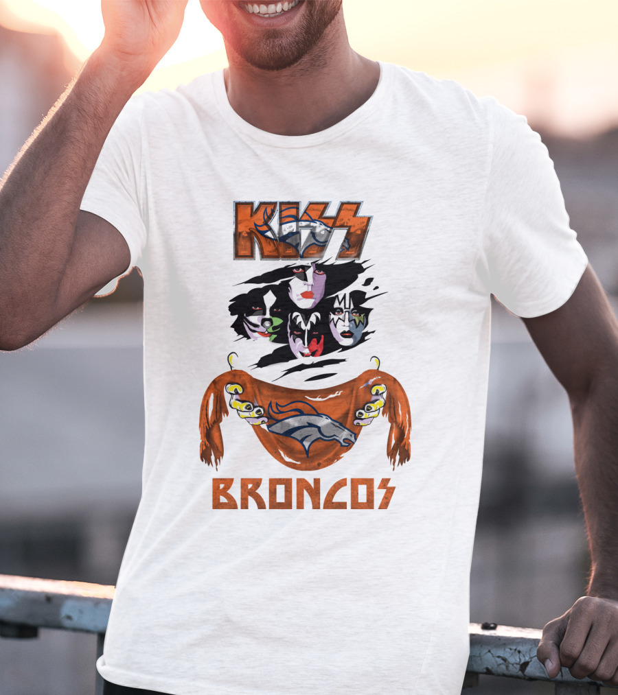 KISS Denver Broncos NFL Rock Band Crossover T-Shirt