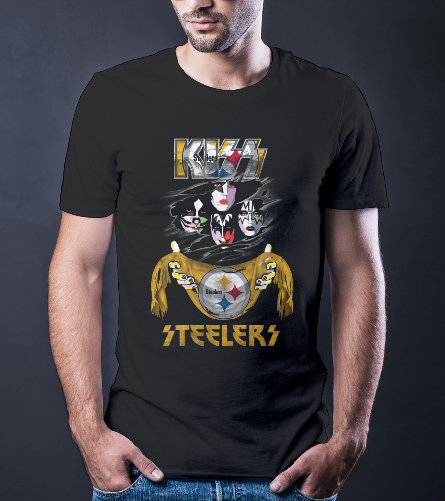 Kiss Steelers Pittsburgh Nfl Champs Fusion Band Tribute T-Shirt
