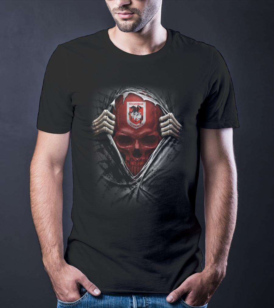 XA NRL St George Illawarra Dragons Skull T-Shirt