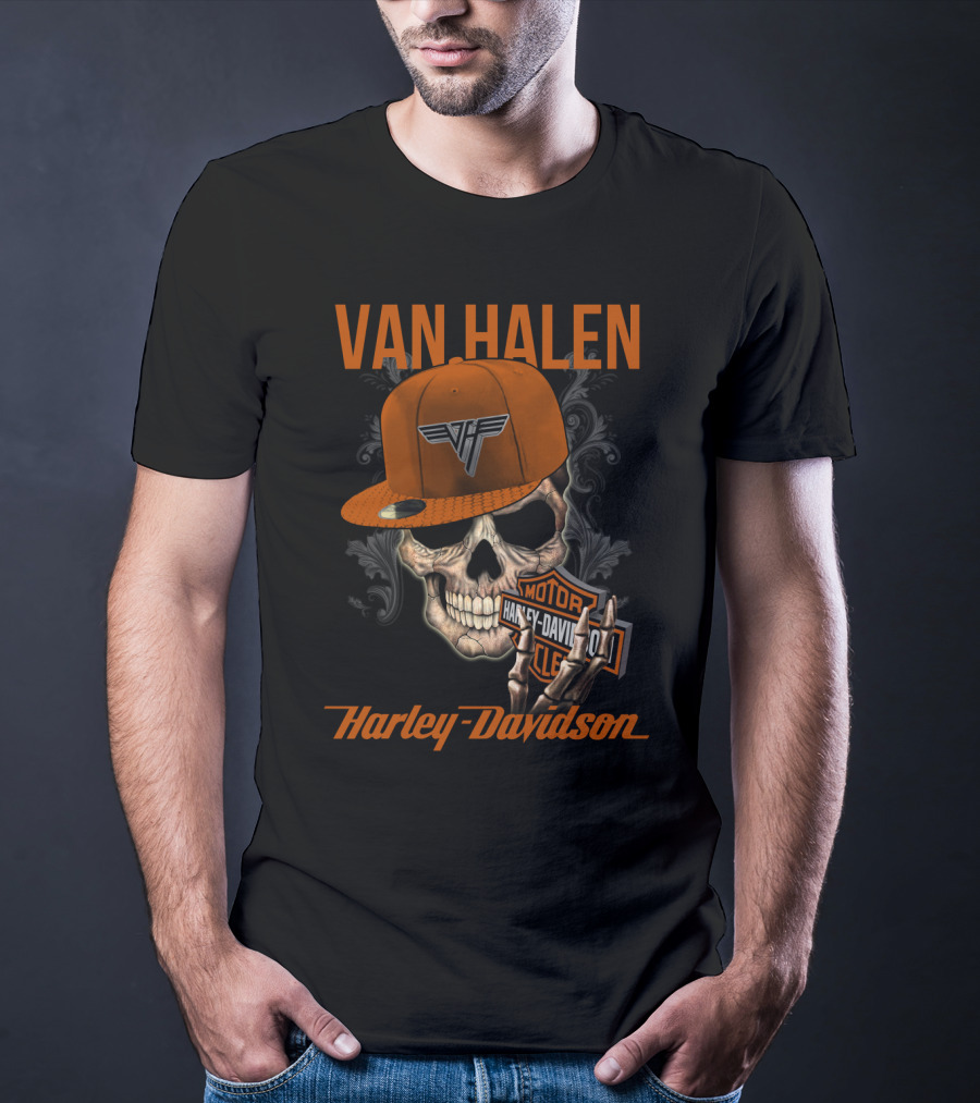 Van Halen Harley Davidson Skull Hat T-Shirt