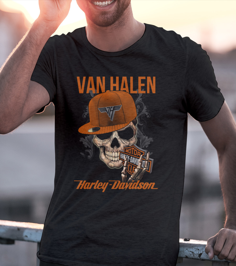 Van Halen Harley Davidson Skull Hat T-Shirt