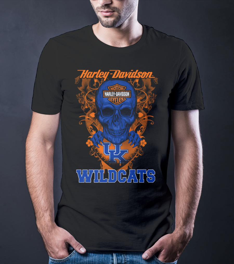 Harley Davidson Kentucky Wildcats Skull Motorcycle Cycles T-Shirt