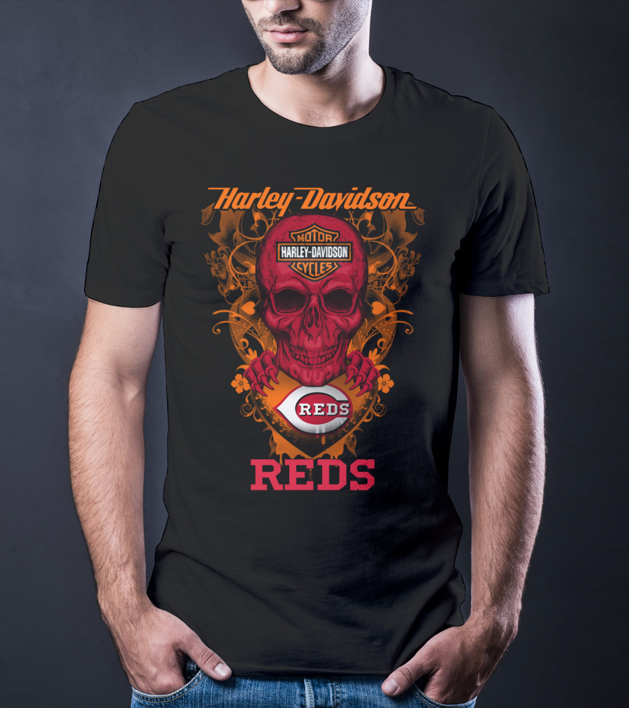 Harley Davidson Motor Cycles Reds Cincinnati Mlb T-Shirt