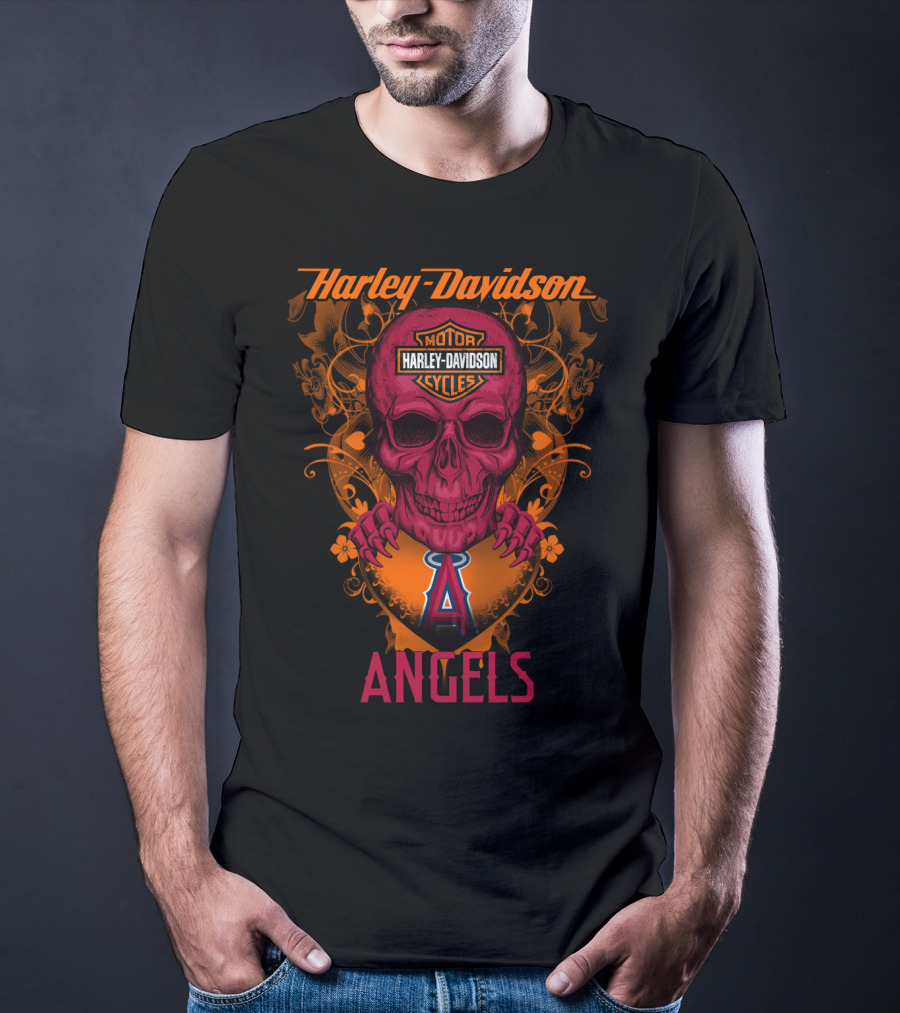 Harley Davidson Angels Motor Cycles Los Angeles Mlb T-Shirt