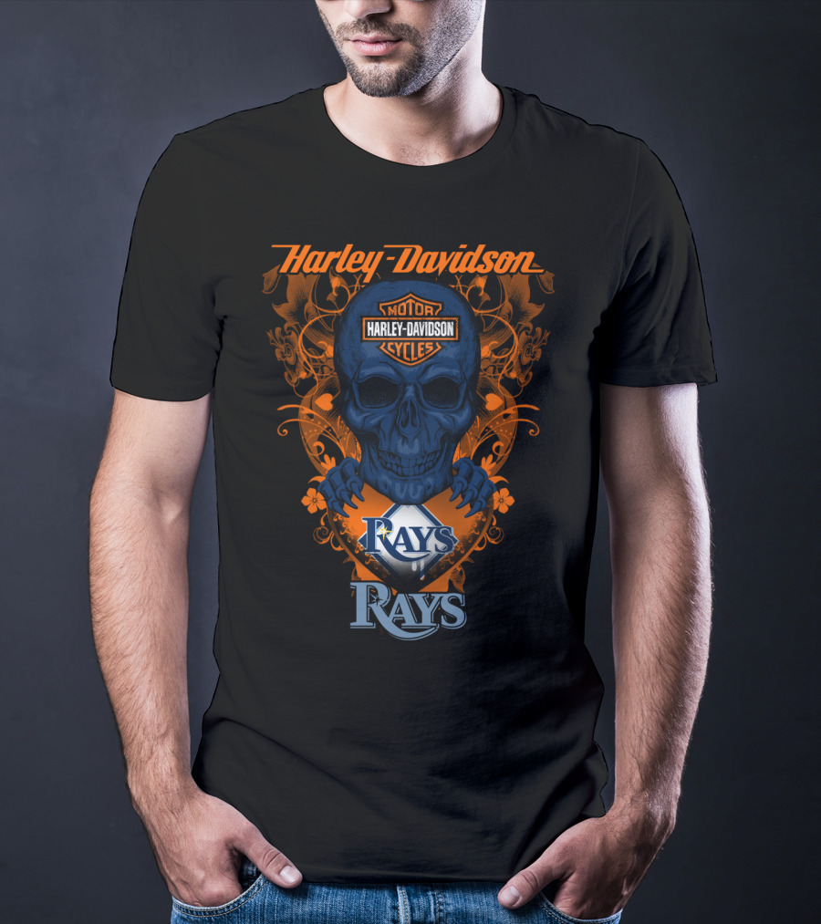 Harley Davidson Rays Tampa Bay Skull Motor Cycles T-Shirt
