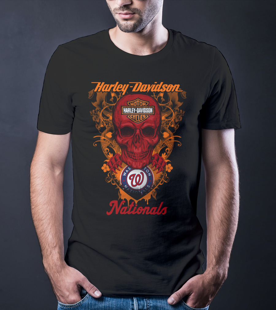 Harley Davidson Washington Nationals Skull T-Shirt
