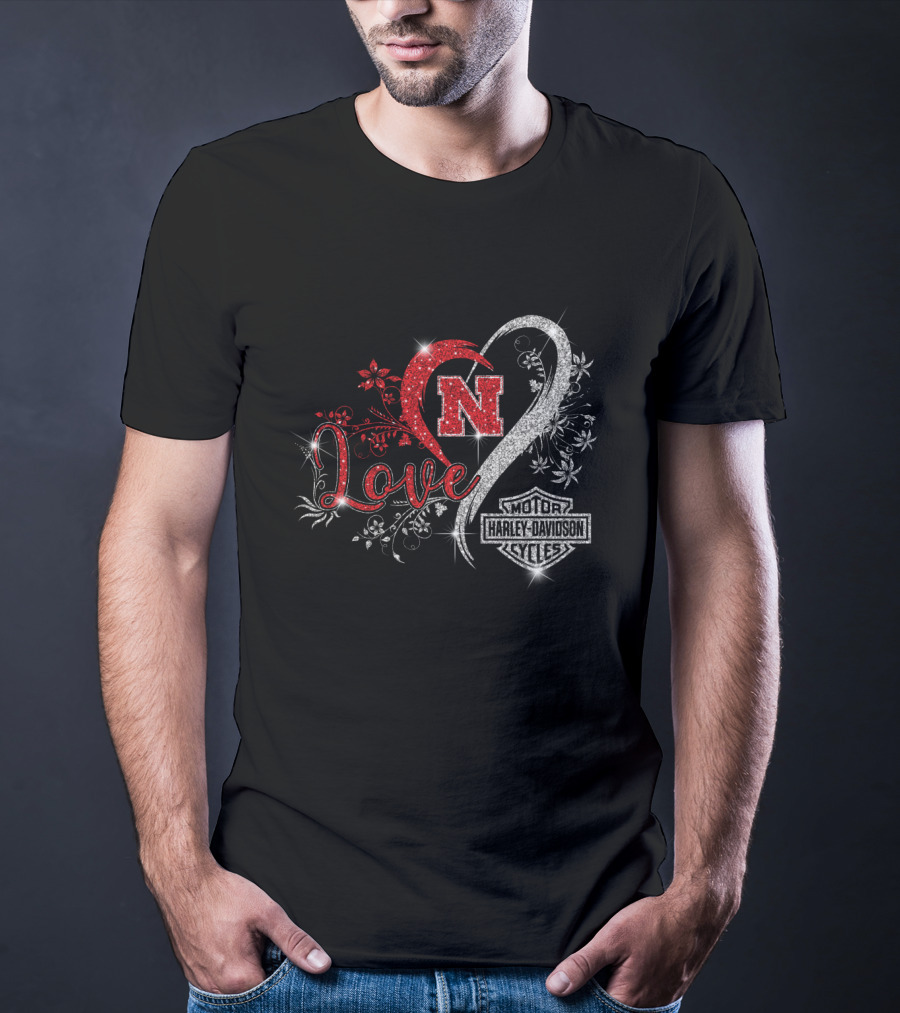 Love Nebraska Cornhuskers Harley Davidson Cycles T-Shirt