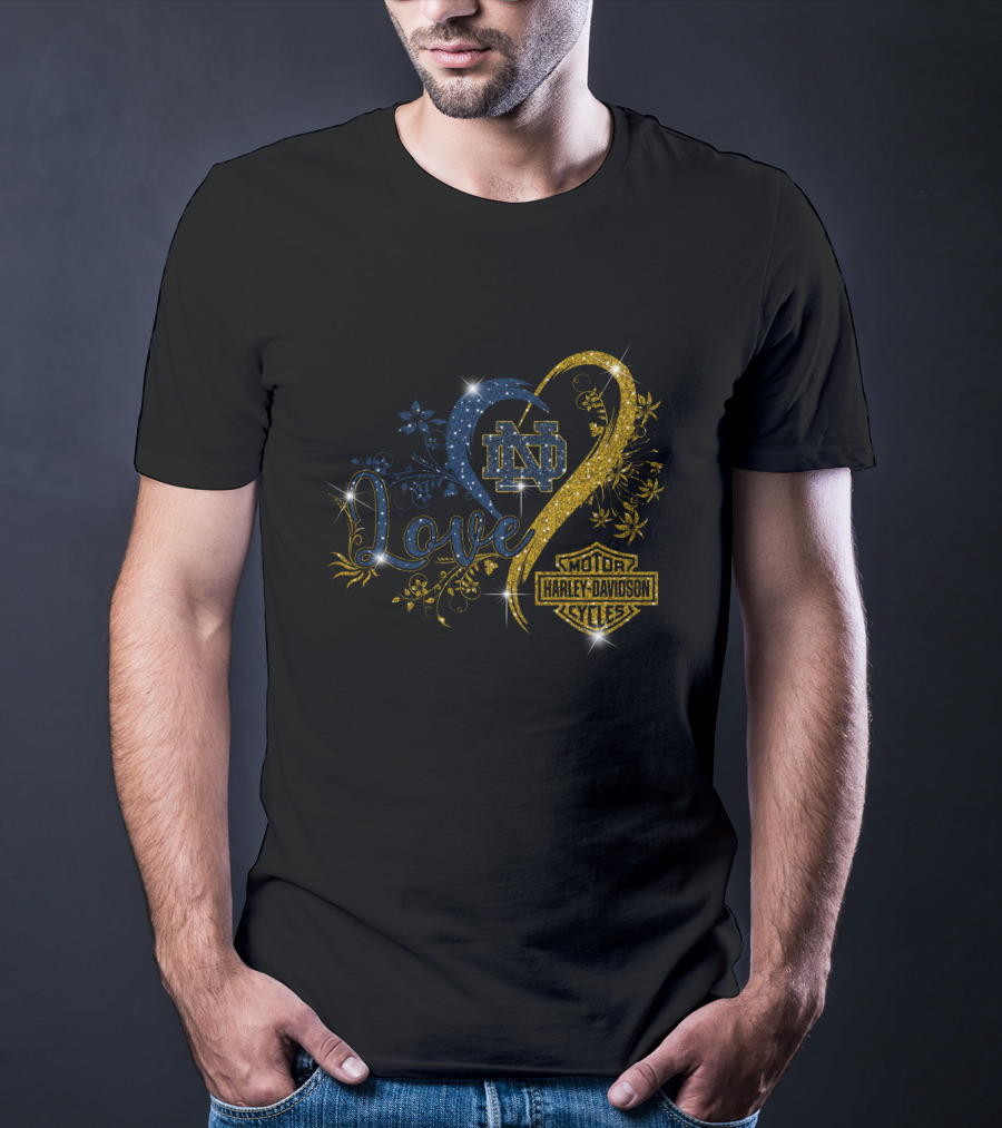 Love Notre Dame Fighting Irish Harley Davidson Motorcycles T-Shirt
