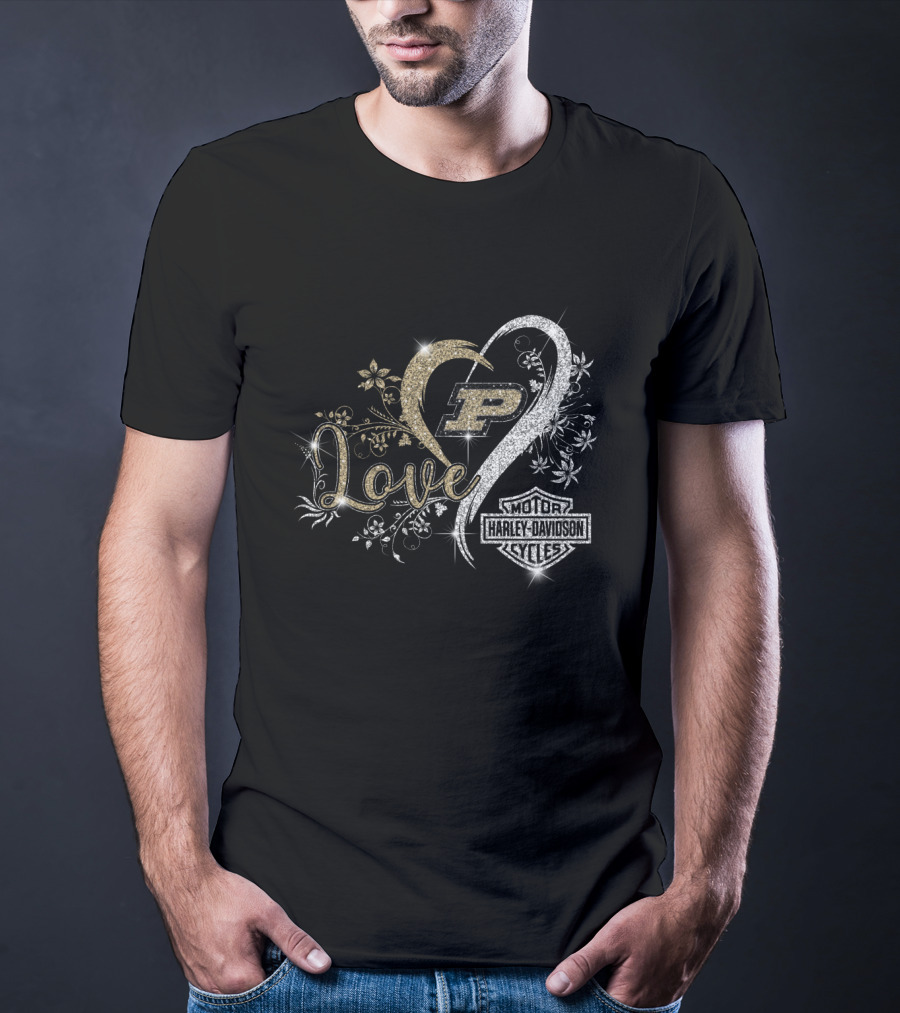 Love Purdue Boilermakers Harley Davidson Cycles T-Shirt