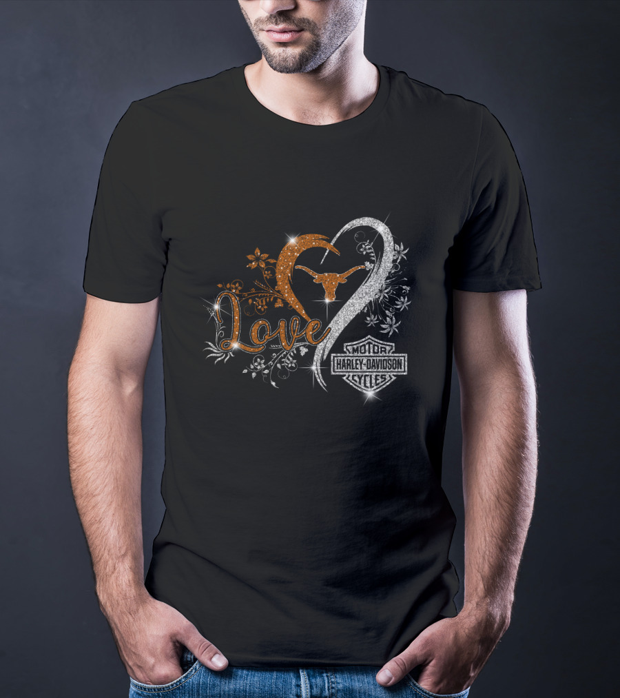 Love Texas Longhorns Harley Davidson Cycles T-Shirt