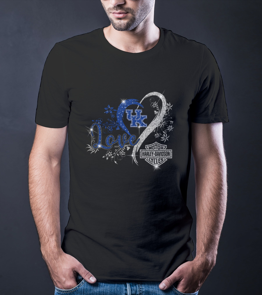 Love Uk Kentucky Wildcats Harley Davidson Motor Cycles T-Shirt