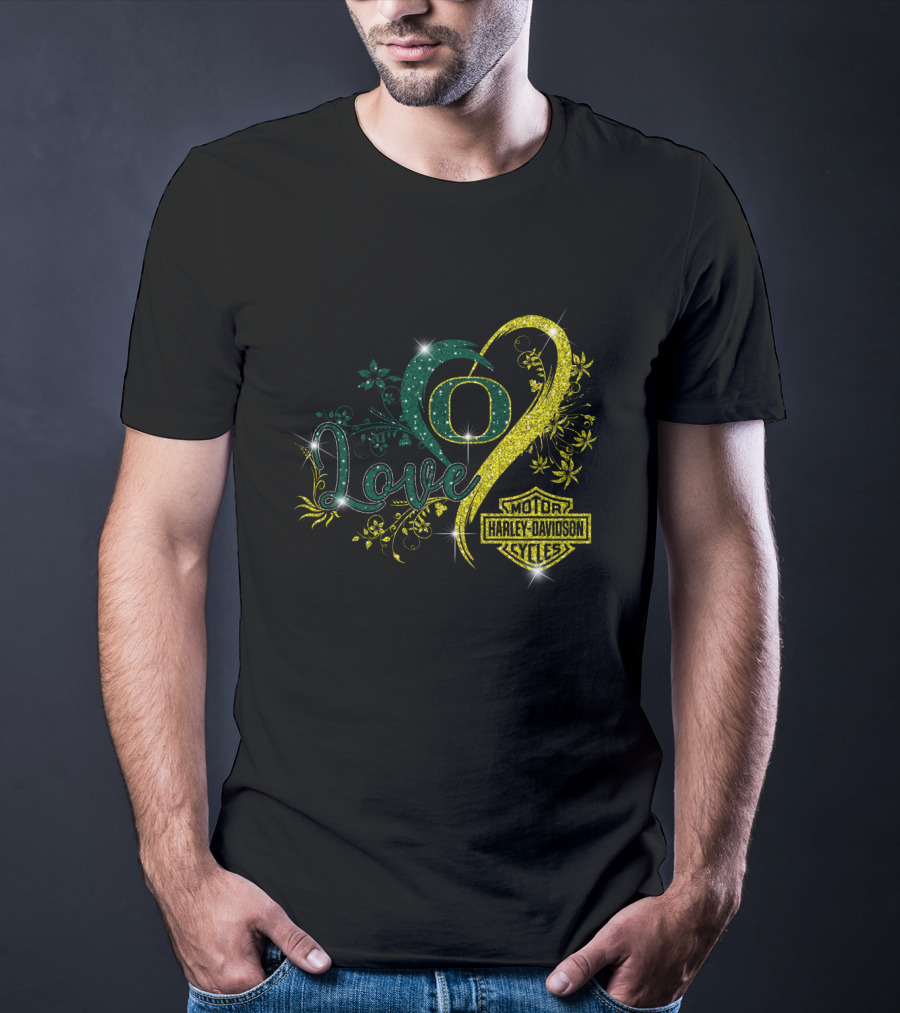 Love Oregon Ducks Harley Davidson Motor Cycles T-Shirt