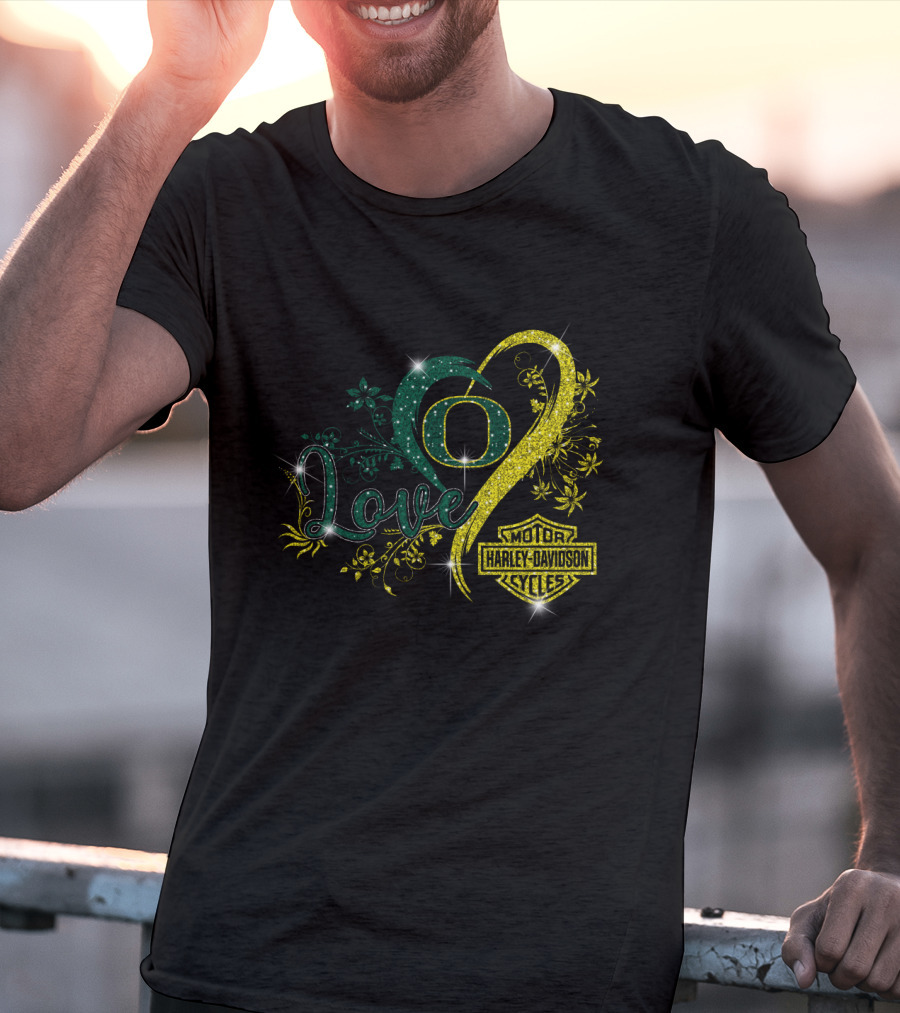 Love Oregon Ducks Harley Davidson Motor Cycles T-Shirt