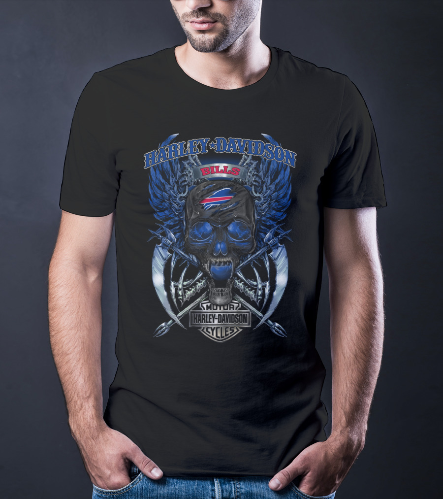 Harley Davidson Bills Motor Cycles V18Hl Nice Buffalo Bills T-Shirt