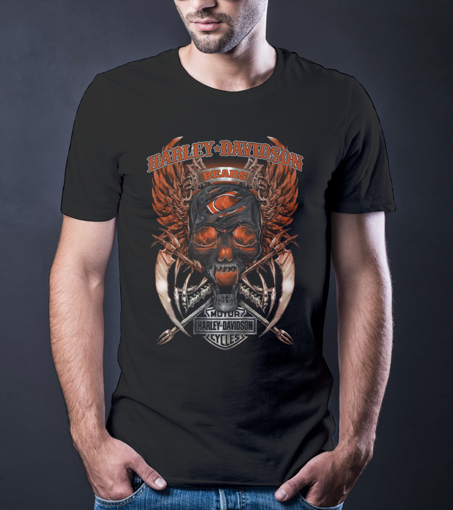 Harley Davidson Bears Motor Cycles V18Hl Nice Chicago Bears T-Shirt