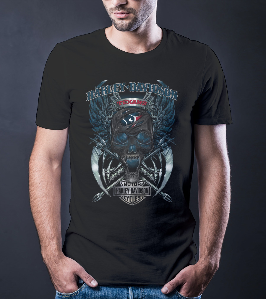 Harley Davidson Texans Skull Wings T-Shirt