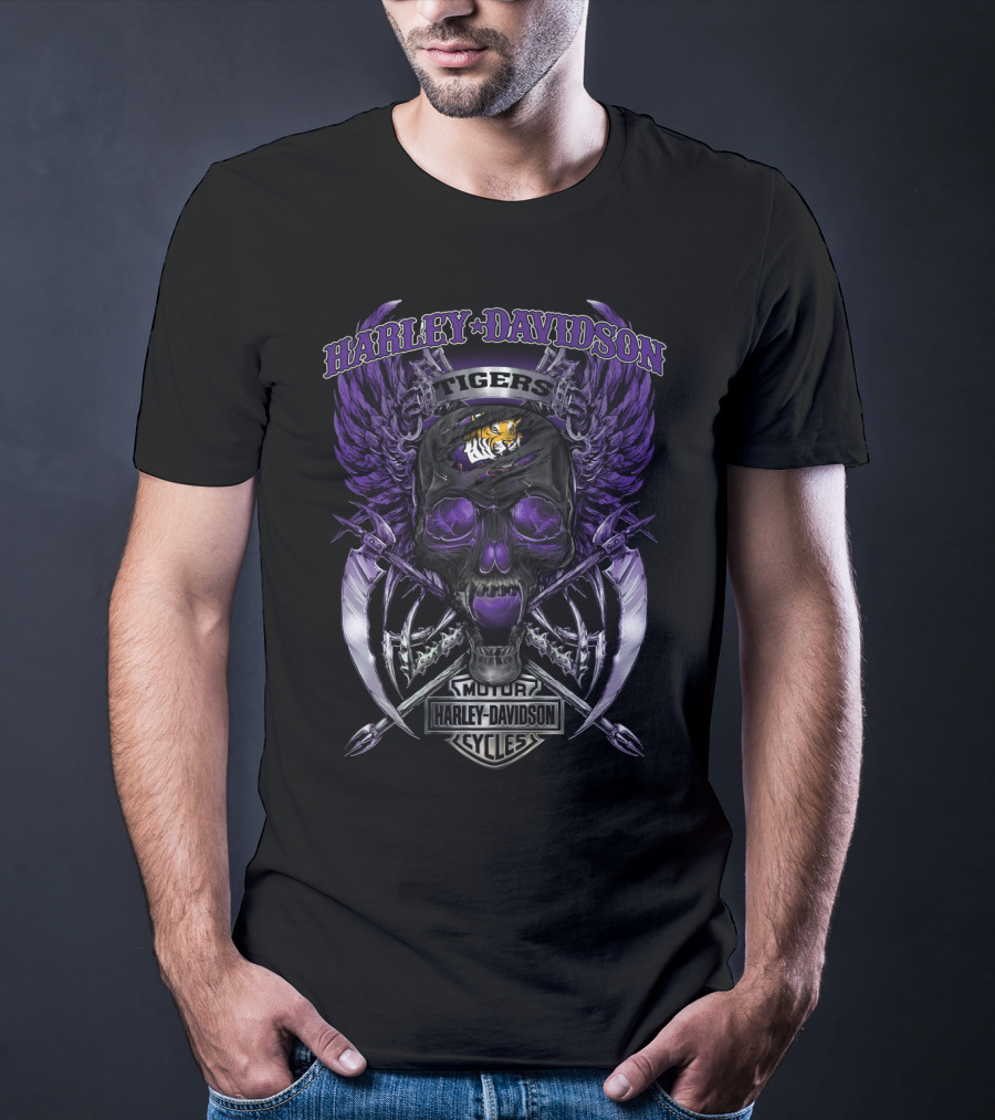 Harley Davidson Tigers Motor Cycles Lsu T-Shirt