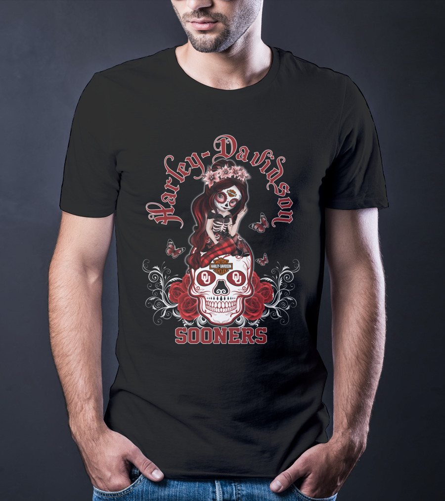 Harley Davidson Oklahoma Sooners Sugar Skull Girl T-Shirt