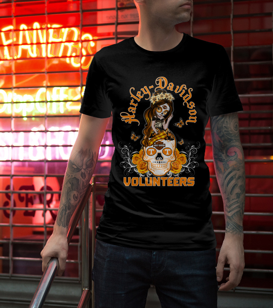 Harley Davidson Volunteers Tennessee Butterfly Skull Girl T-Shirt