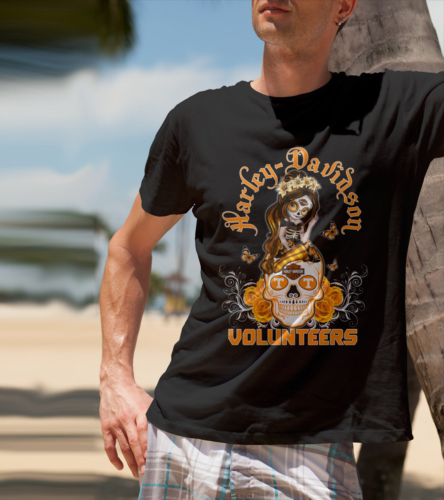 Harley Davidson Volunteers Tennessee Butterfly Skull Girl T-Shirt