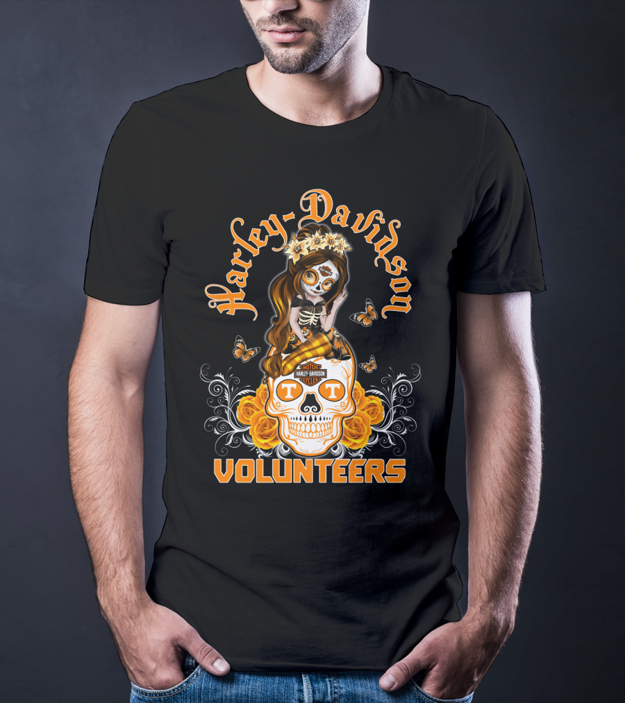 Harley Davidson Volunteers Tennessee Butterfly Skull Girl T-Shirt