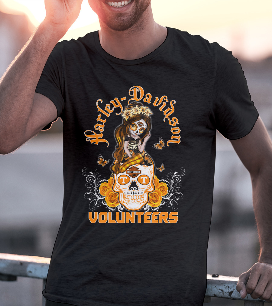 Harley Davidson Volunteers Tennessee Butterfly Skull Girl T-Shirt