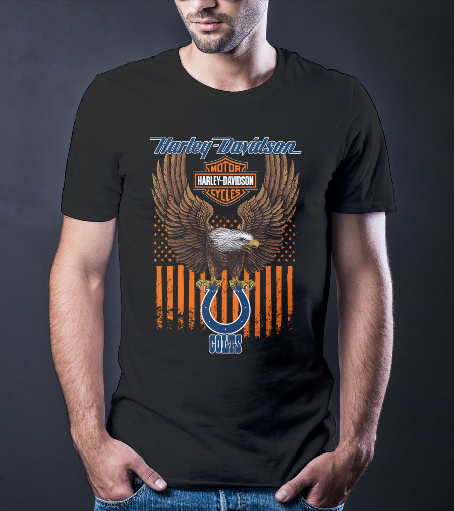Harley Davidson Eagle Indianapolis Colts Logo Nfl Collaboration T-Shirt