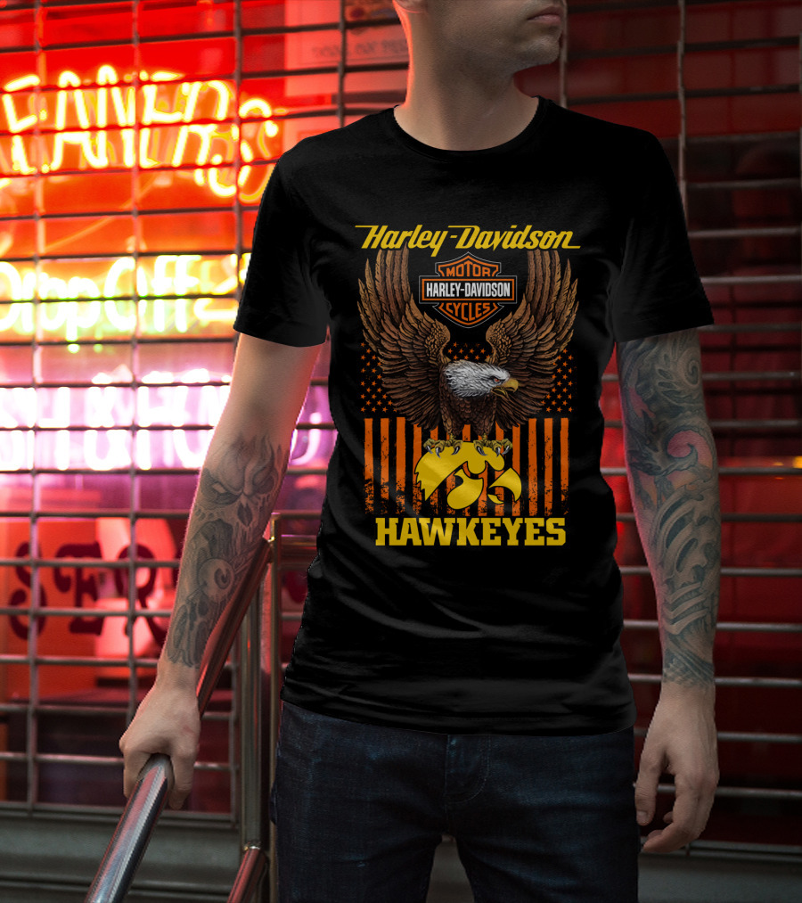 Harley Davidson Motor Cycles Eagle Iowa Hawkeyes T-Shirt