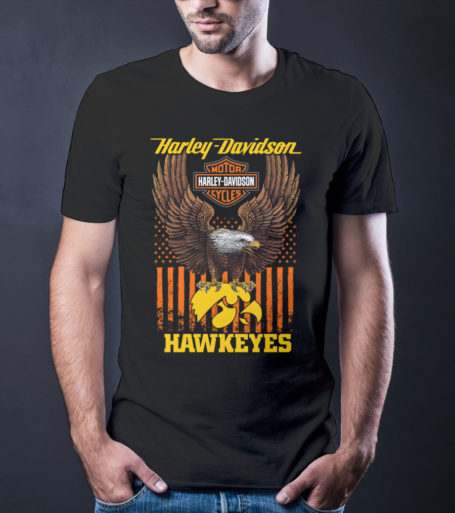 Harley Davidson Motor Cycles Eagle Iowa Hawkeyes T-Shirt