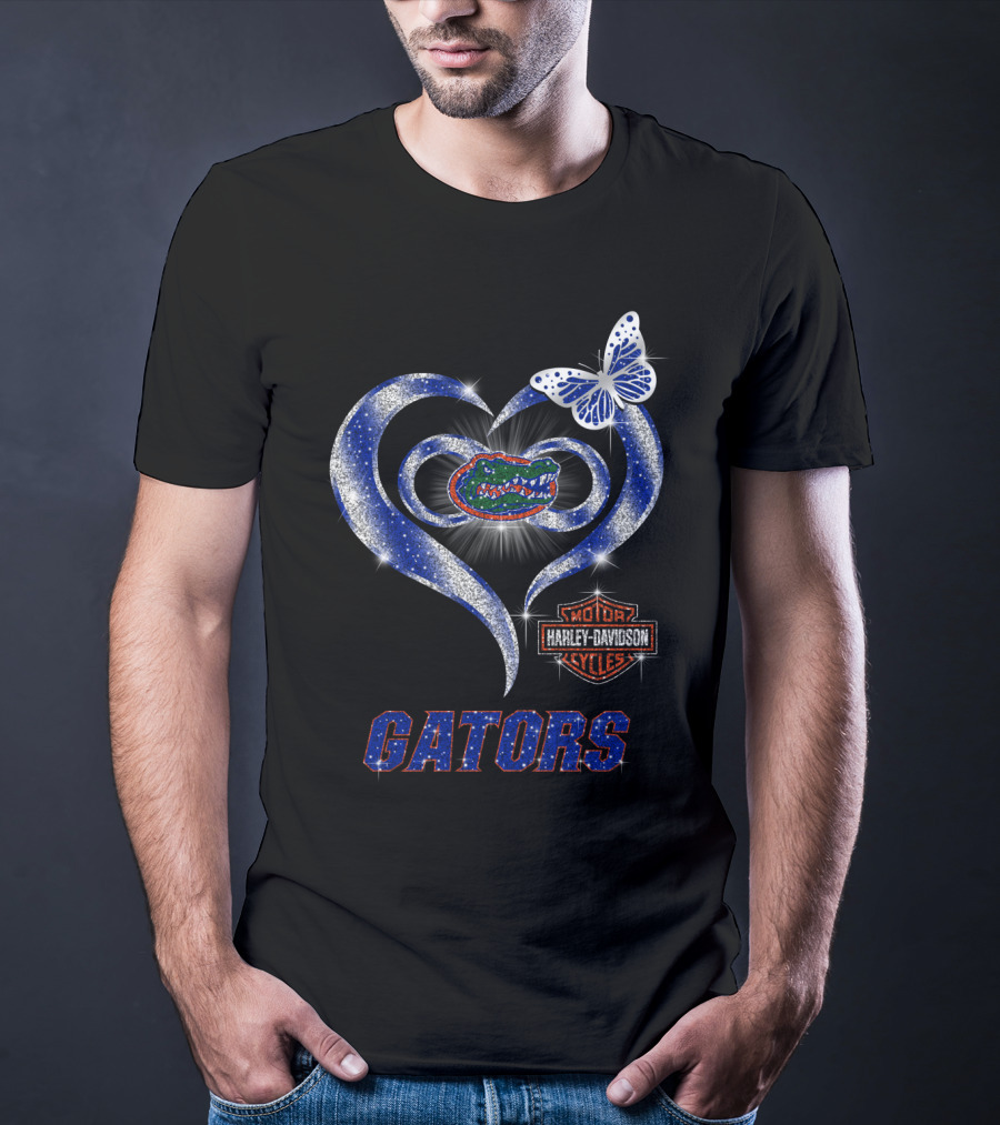 Hlh01 Florida Gators Harley Davidson Heart Butterfly T-Shirt