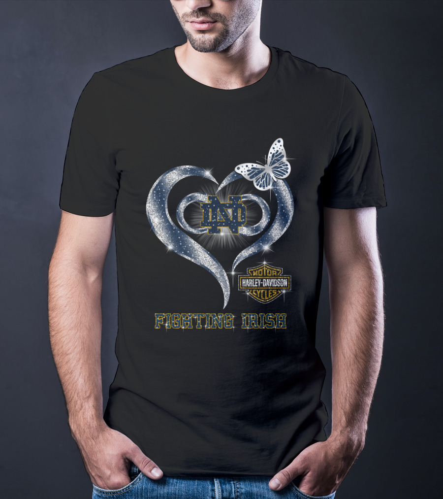 Nd Motor Harley Davidson Cycles Heart Butterfly Fighting Irish T-Shirt
