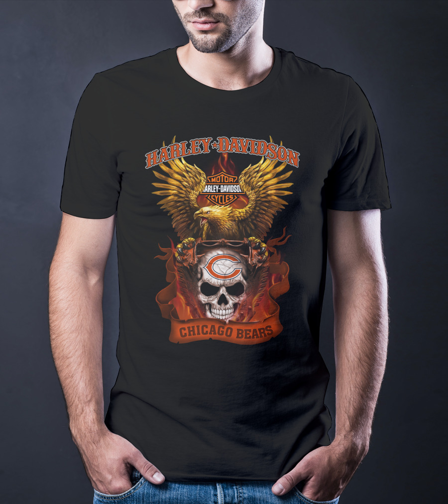 Harley Davidson Motor Cycles Chicago Bears T-Shirt