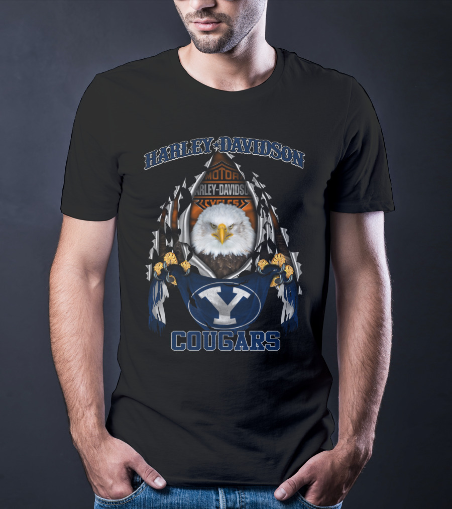 Harley Davidson Motor Cycles Eagle Y Cougars T-Shirt