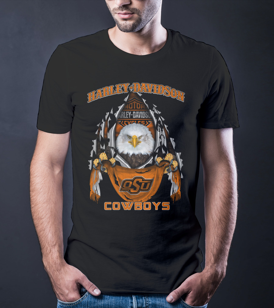Harley Davidson Osu Cowboys Eagle Motorcycles T-Shirt