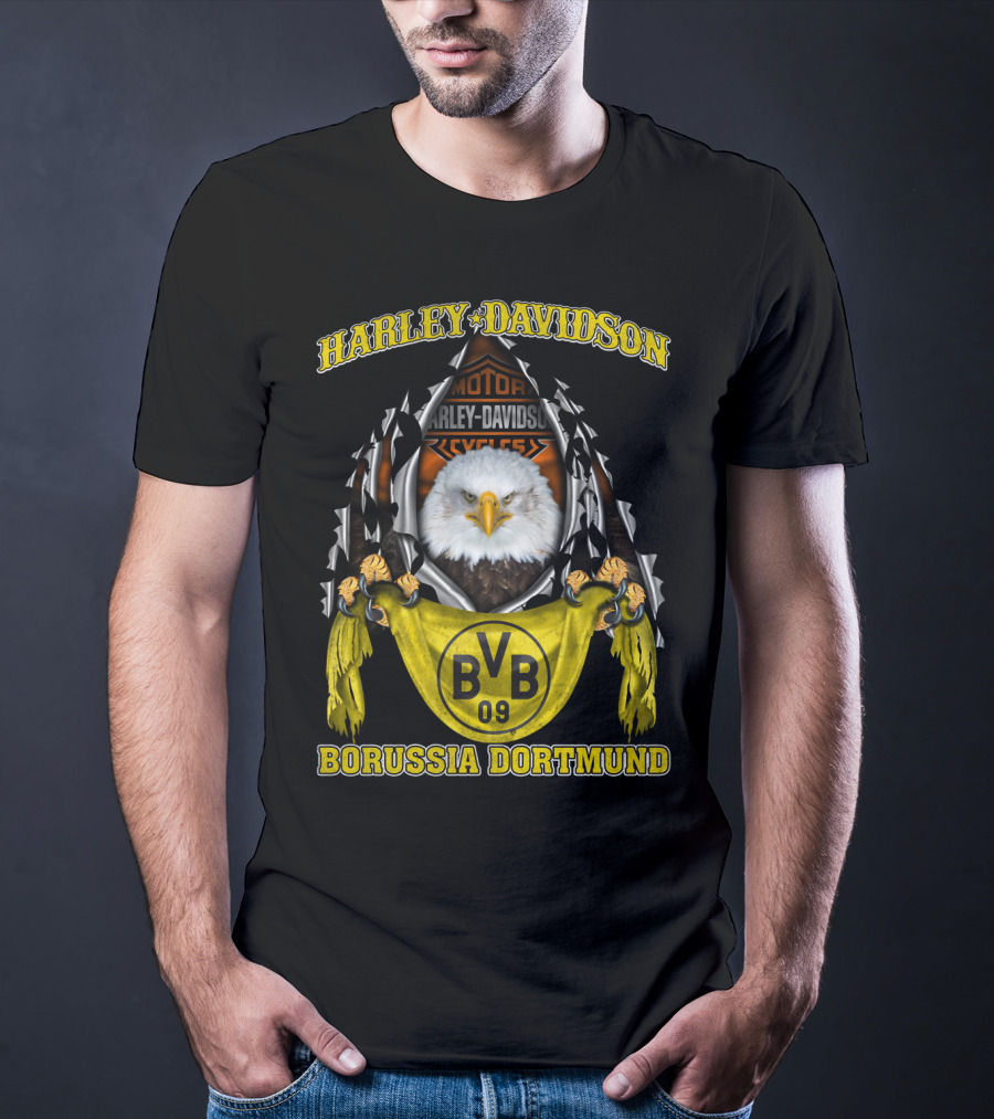 Harley Davidson Bvb 09 Borussia Dortmund Eagle Motor Cycles T-Shirt