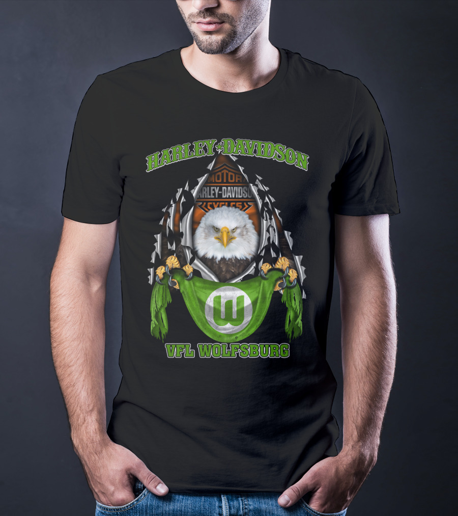 Harley Davidson Vfl Wolfsburg Eagle Motorcycle Motif T-Shirt