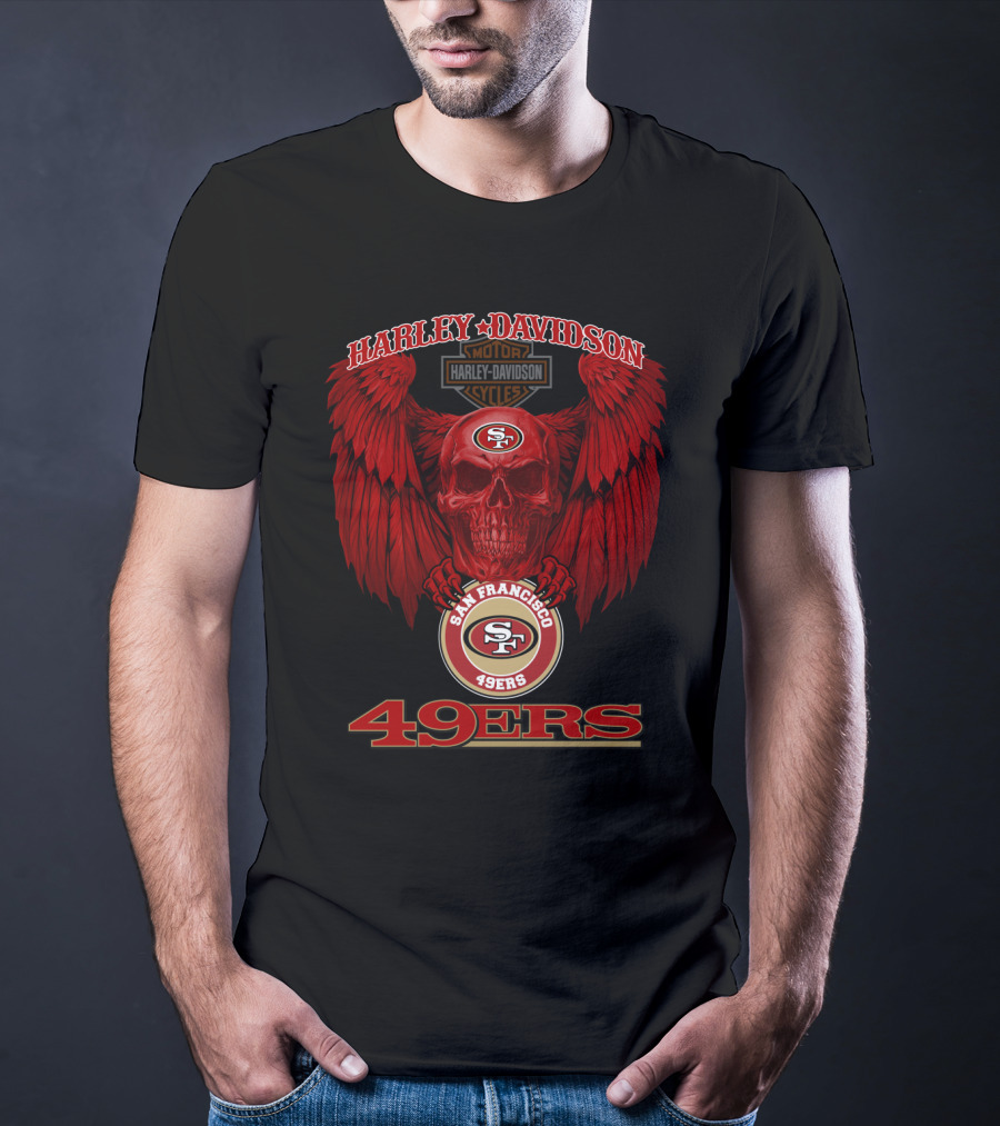 Harley Davidson San Francisco 49ers Skull Wings 49ers T-Shirt