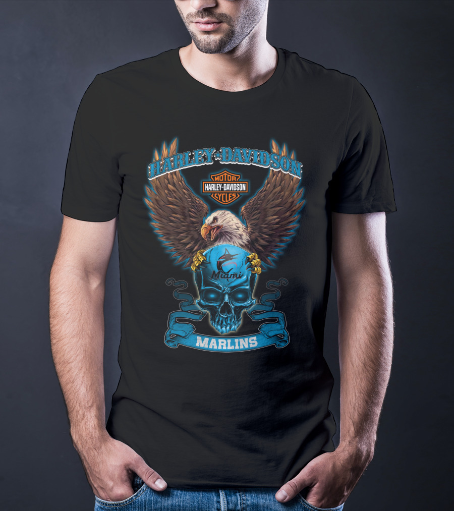 Harley Davidson Motor Cycles Miami Marlins T-Shirt