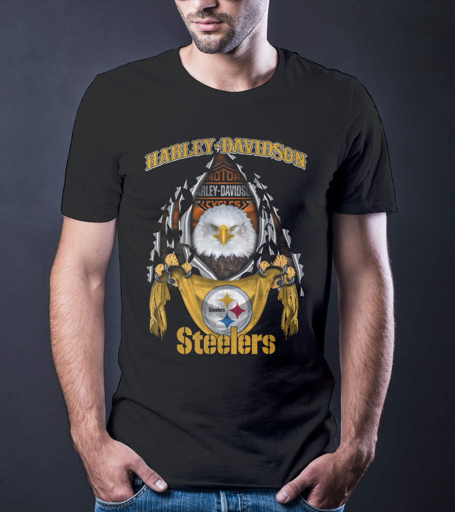 Harley Davidson Motorcycles Steelers Eagle T-Shirt