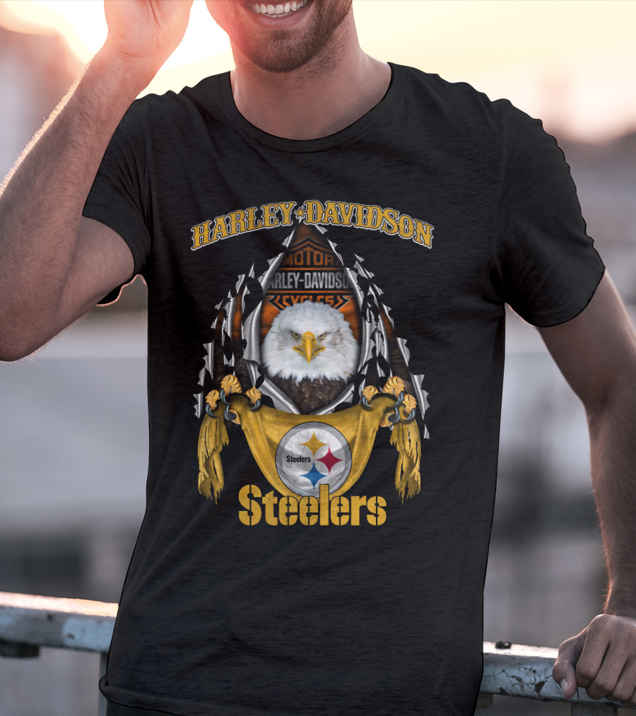 Harley Davidson Motorcycles Steelers Eagle T-Shirt