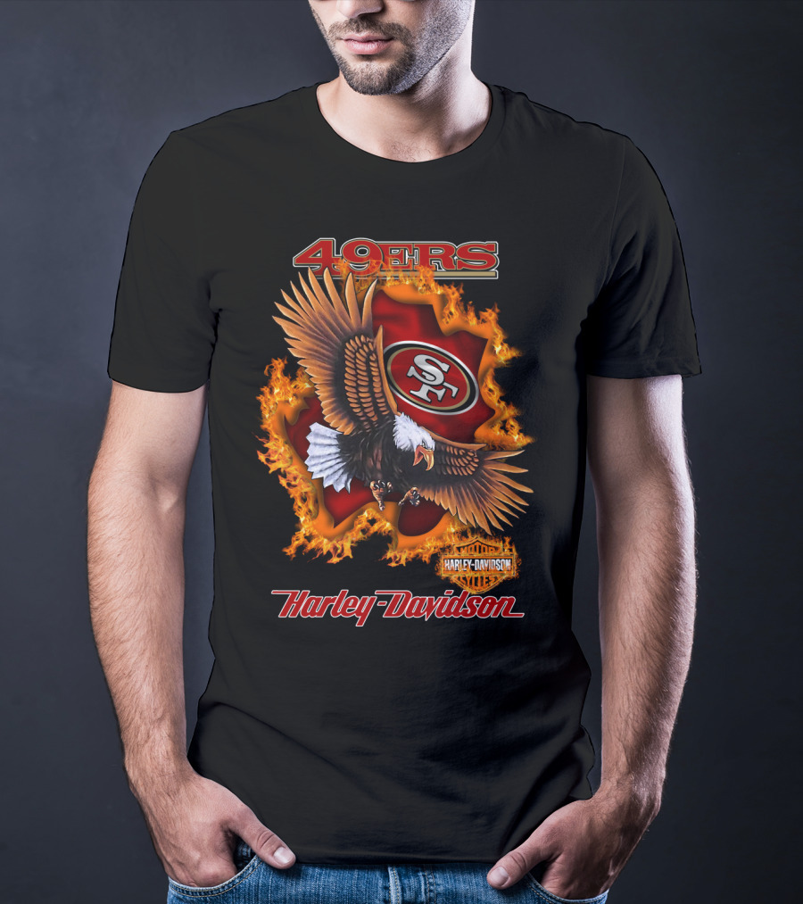 49ers Sf Harley Davidson Eagle Flame T-Shirt